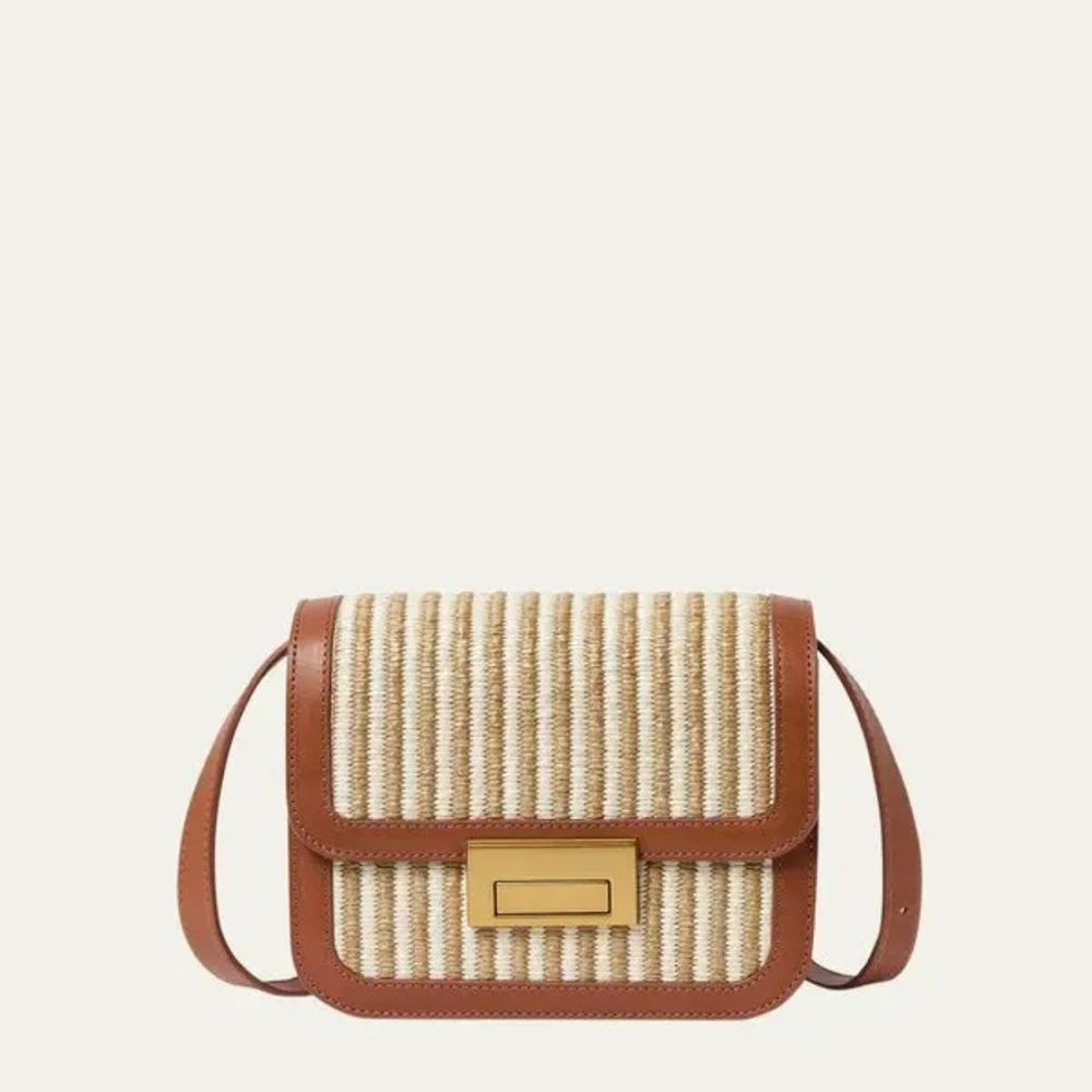 LOEFFLER RANDALL 
Desi Striped Leather Flap Crossbody Bag